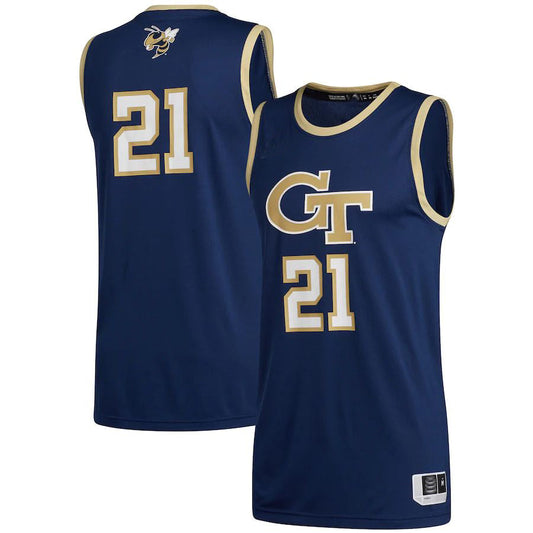 #21 GATech Yellow Jackets Swingman Basketball Jersey Navy Stitched American College Jerseys