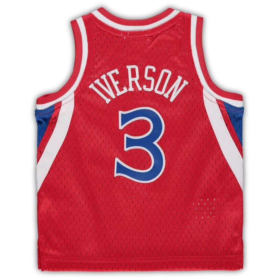 PH.76ers #3 Allen Iverson Mitchell & Ness Infant 1996-97 Hardwood Classics Retired Player Jersey Red Stitched American Basketball Jersey