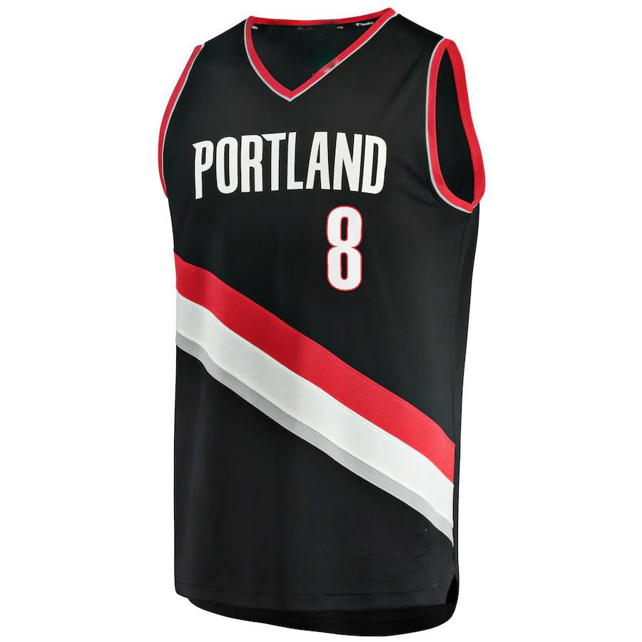 P.Trail Blazers #8 Brandon Williams Fanatics Branded 2021-22 Fast Break Replica Jersey Icon Edition Black Stitched American Basketball Jersey