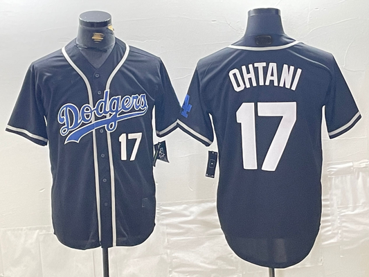 Brooklyn Dodgers #17 Shohei Ohtani Black Cool Base With Patch Stitched Baseball Jersey