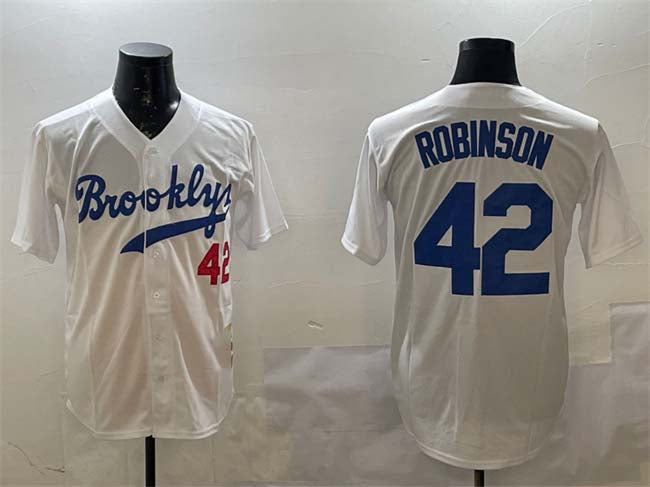 Brooklyn Dodgers #42 Jackie Robinson White Stitched Baseball Jersey