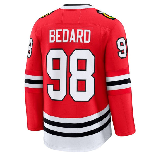 C.Blackhawks #98 Connor Bedard Fanatics Home Premium Jersey - Red Stitched American Hockey Jerseys