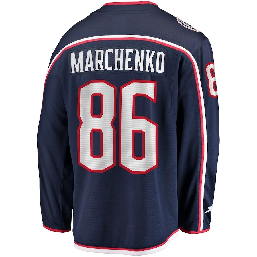 C.Blue Jackets #86 Kirill Marchenko Fanatics Home Breakaway Jersey - Navy Stitched American Hockey Jerseys