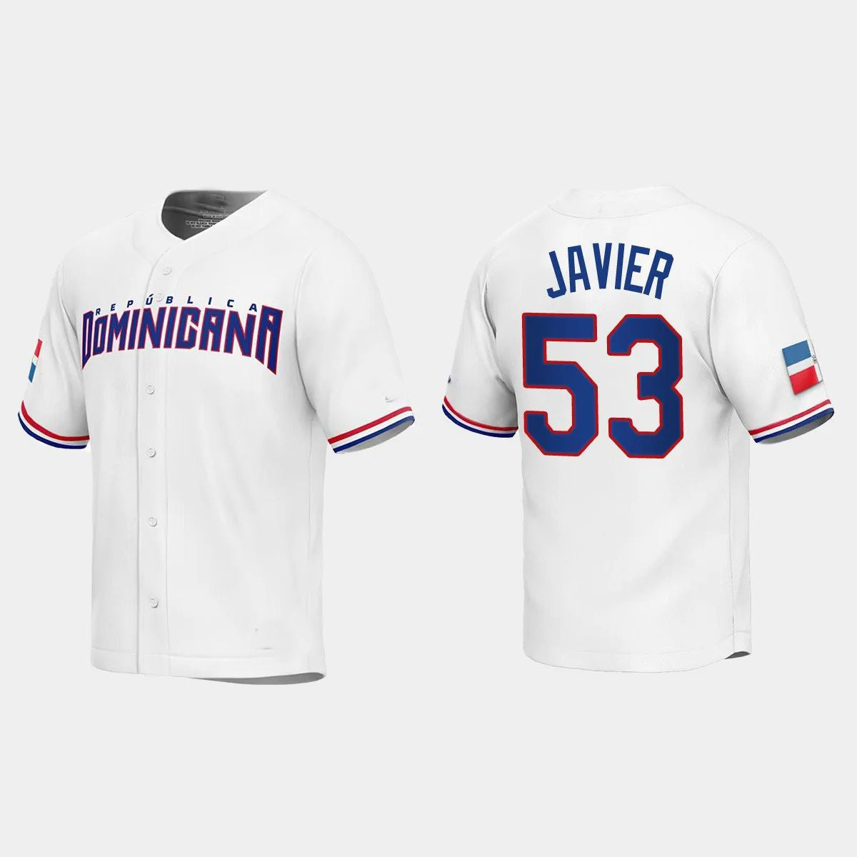 #53 CRISTIAN JAVIER DOMINICAN REPUBLIC BASEBALL 2023 WORLD BASEBALL CLASSIC REPLICA JERSEY ¡§C WHITE Stitches Baseball Jerseys