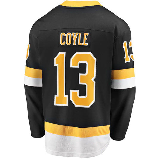B.Bruins #13 Charlie Coyle Fanatics Branded  Alternate Premier Breakaway Player Jersey  Black Stitched American Hockey Jerseys