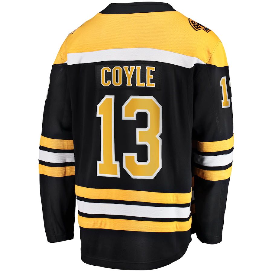 B.Bruins #13 Charlie Coyle Fanatics Branded Home Premier Breakaway Player Jersey  Black Stitched American Hockey Jerseys