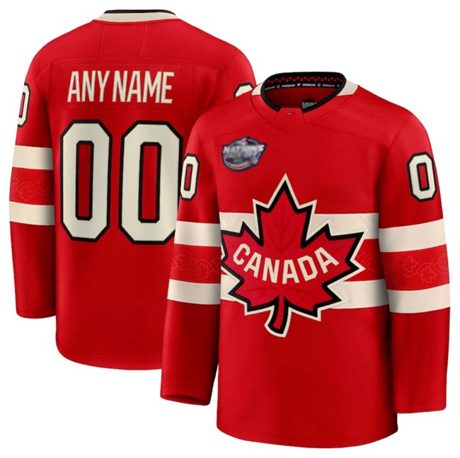 Custom C.Active Player Red 2025 4 Nations Face-Off Premium Stitched American Hockey Jerseys