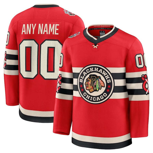 Custom C.Blackhawks Fanatics 2025 Winter Classic Premium Jersey - Red Stitched American Hockey Jerseys