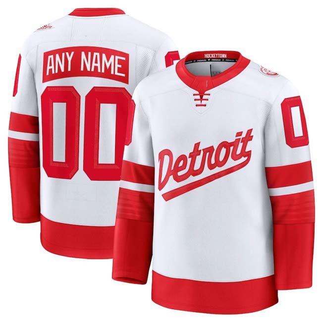 Custom D.Red Wings Active Player White Red 2024-25 Stitched American Hockey Jerseys
