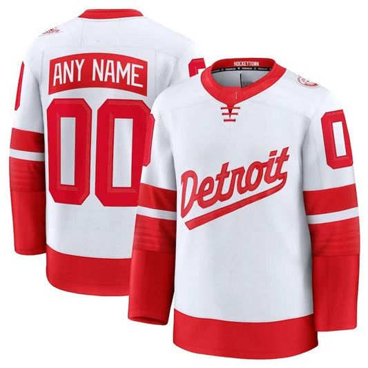 Custom D.Red Wings Active Player White Red 2024-25 Stitched American Hockey Jerseys