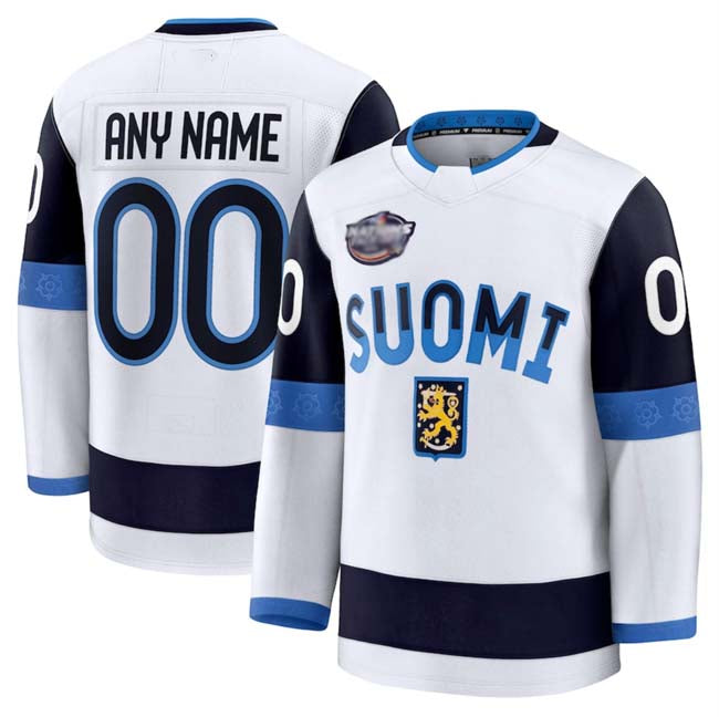 Custom F.Active Player White 2025 4 Nations Face-Off Premium Stitched American Hockey Jerseys