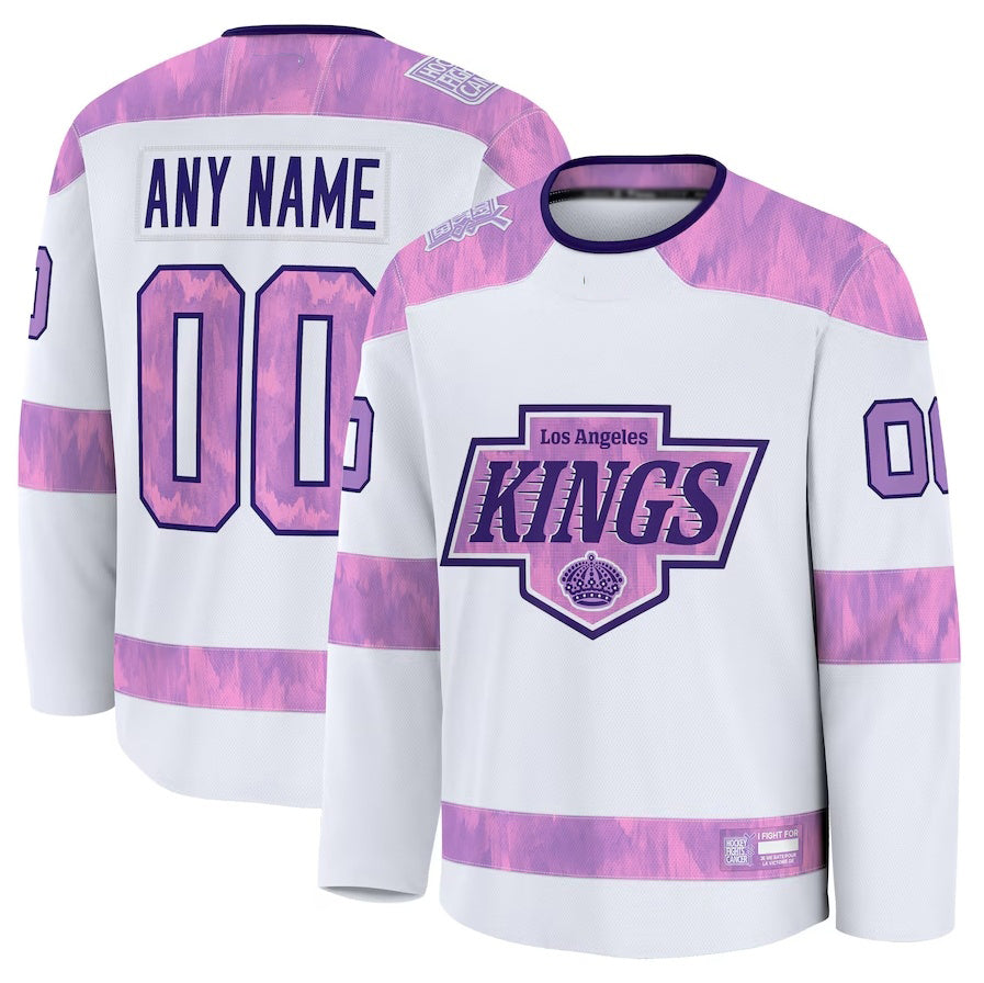 Custom LA.Kings Fanatics 2024 Hockey Fights Cancer Practice Jersey - White Stitched American Hockey Jerseys