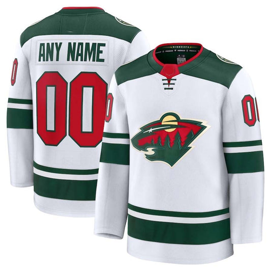 Custom M.Wild Fanatics Away Premium Jersey - White Stitched American Hockey Jerseys