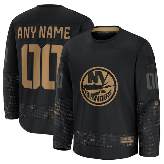 Custom NY.Islanders Fanatics 2024 Military Appreciation Practice Jersey - Black Stitched American Hockey Jerseys