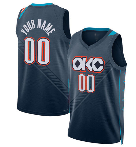 Custom O.City Thunder Active Player Navy 2025-26 City Edition Swingman Stitched Basketball Jersey