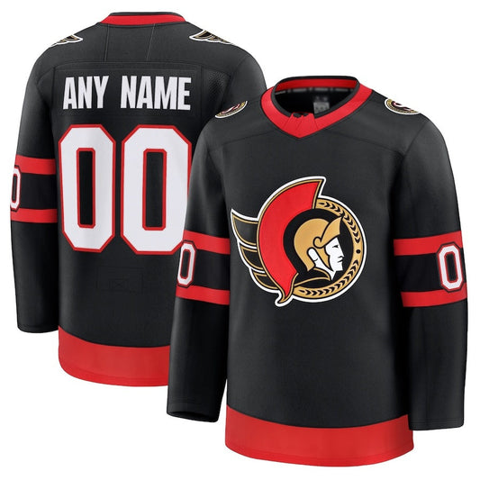 Custom O.Senators Fanatics Home Premium Jersey - Black Stitched American Hockey Jerseys