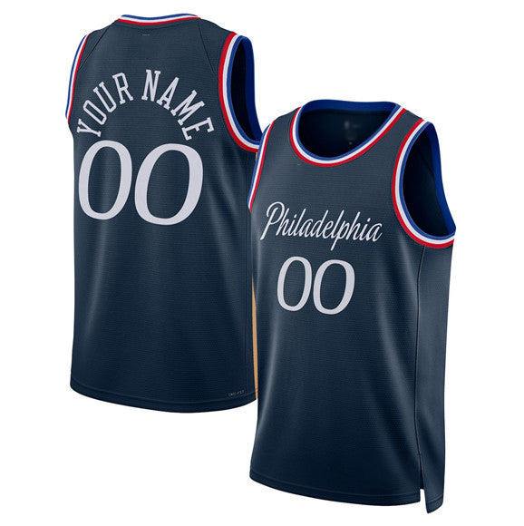 Custom P.76ers Active Player Navy 2025-26 City Edition Swingman Stitched Basketball Jersey