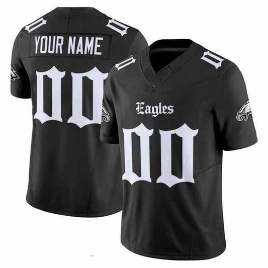 Custom P.Eagles Active Player Black 2025 F.U.S.E. 'Gothic Philly Edition' Vapor Limited V2 Football Stitched Jerseys