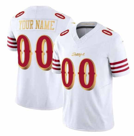Custom SF.49ers Active Player White Gold 2025 F.U.S.E. ¡°Rivalries¡± Vapor Limited Football Stitched Jersey