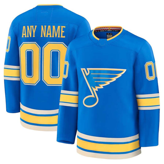 Custom St. L.Blues Fanatics Alternate Premium Jersey - Blue Stitched American Hockey Jerseys