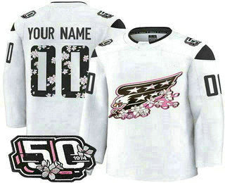 Custom W.Capitals White 50th Anniversary Authentic Stitched American Hockey Jerseys
