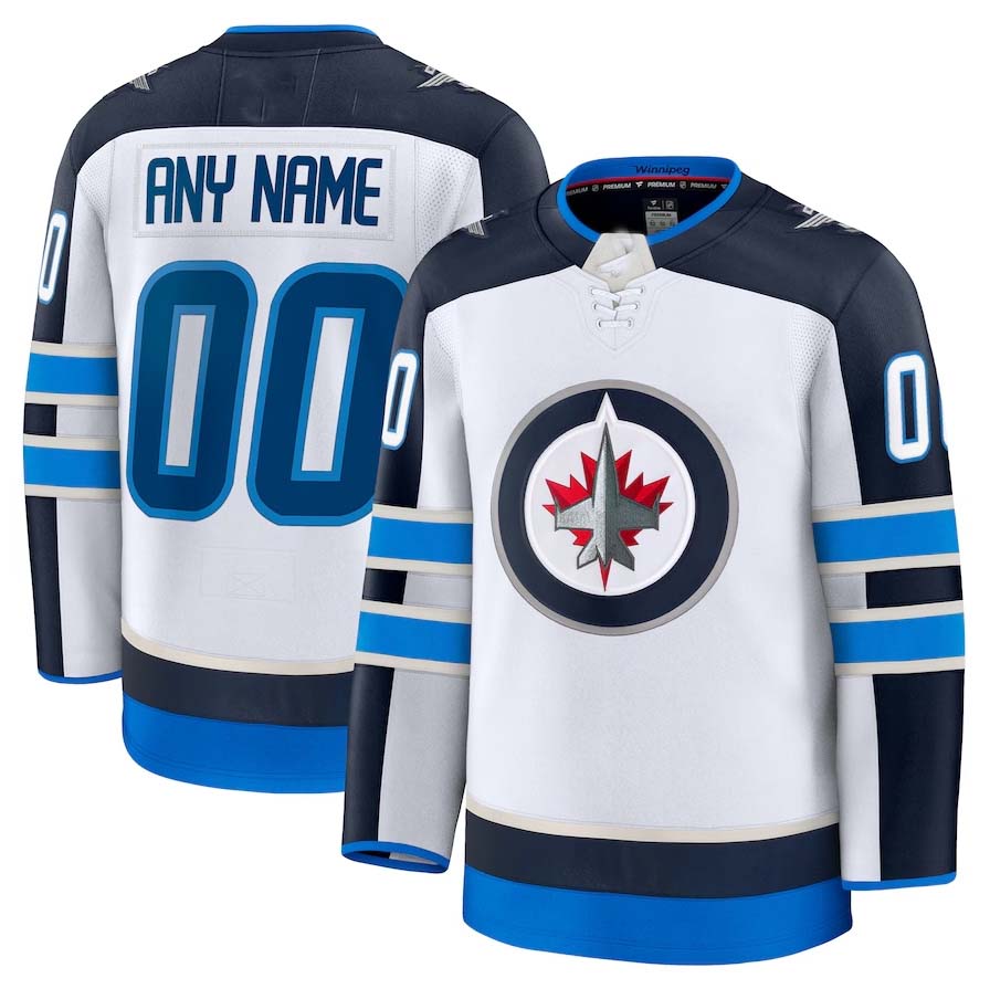 Custom W.Jets Fanatics Away Premium Jersey - White Stitched American Hockey Jerseys