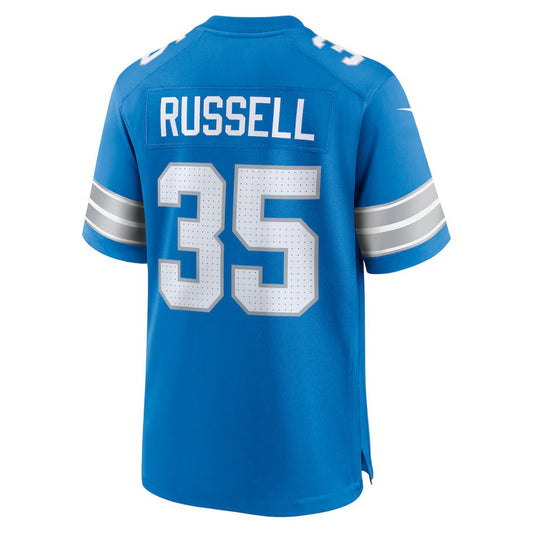 D.Lions #35 Tyson Russell Blue Team Game American Football Jersey