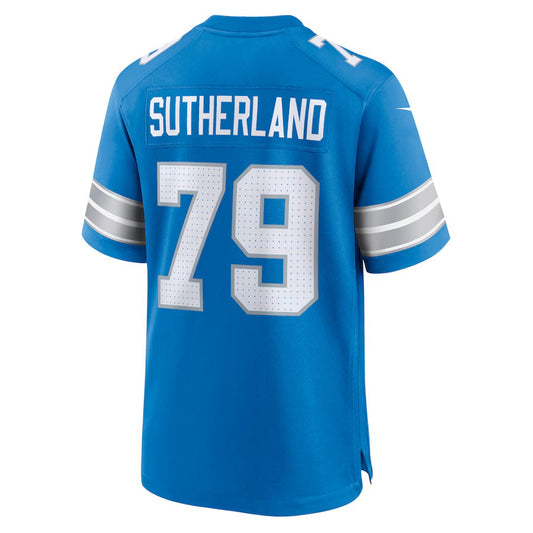 D.Lions #79 Keaton Sutherland Blue Team Game American Football Jersey