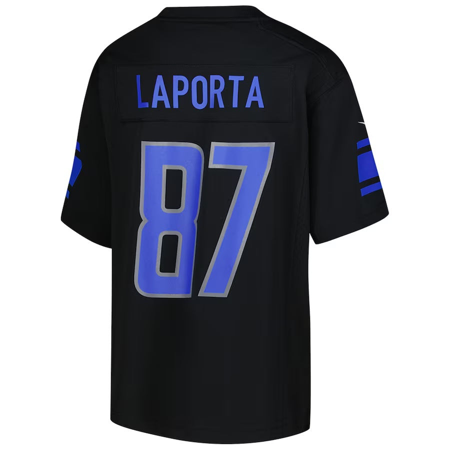 D.Lions #87 Sam LaPorta Black Game American Football Jersey