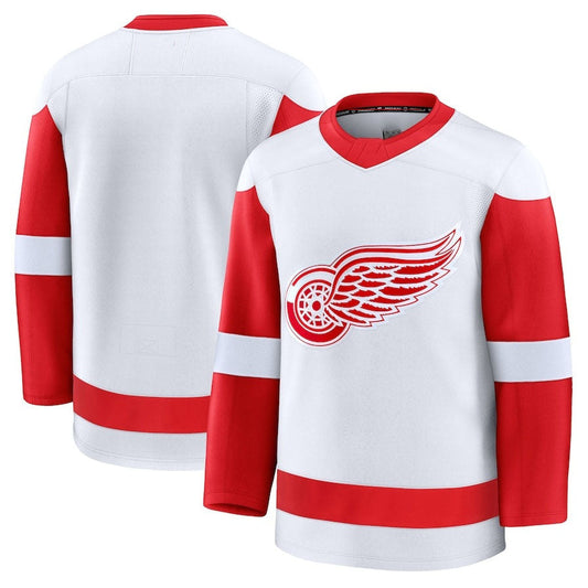 D.Red Wings Fanatics Away Premium Jersey - White Stitched American Hockey Jerseys