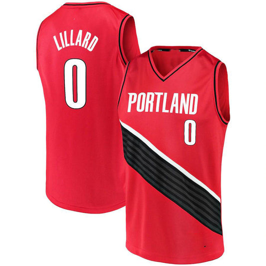P.Trail Blazers #0 Damian Lillard Fanatics Branded 2020-21 Fast Break Replica Jersey Statement Edition  Red Stitched American Basketball Jersey