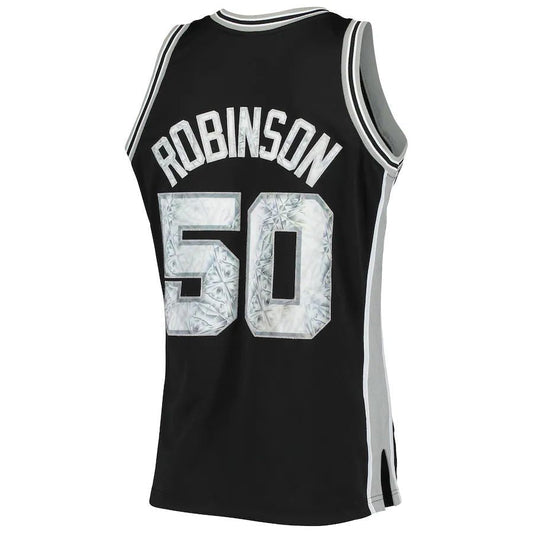 S.Antonio Spurs #50 David Robinson Mitchell & Ness 1996-97 Hardwood Classics  75th Anniversary Diamond Swingman Jersey Black Stitched American Basketball Jersey
