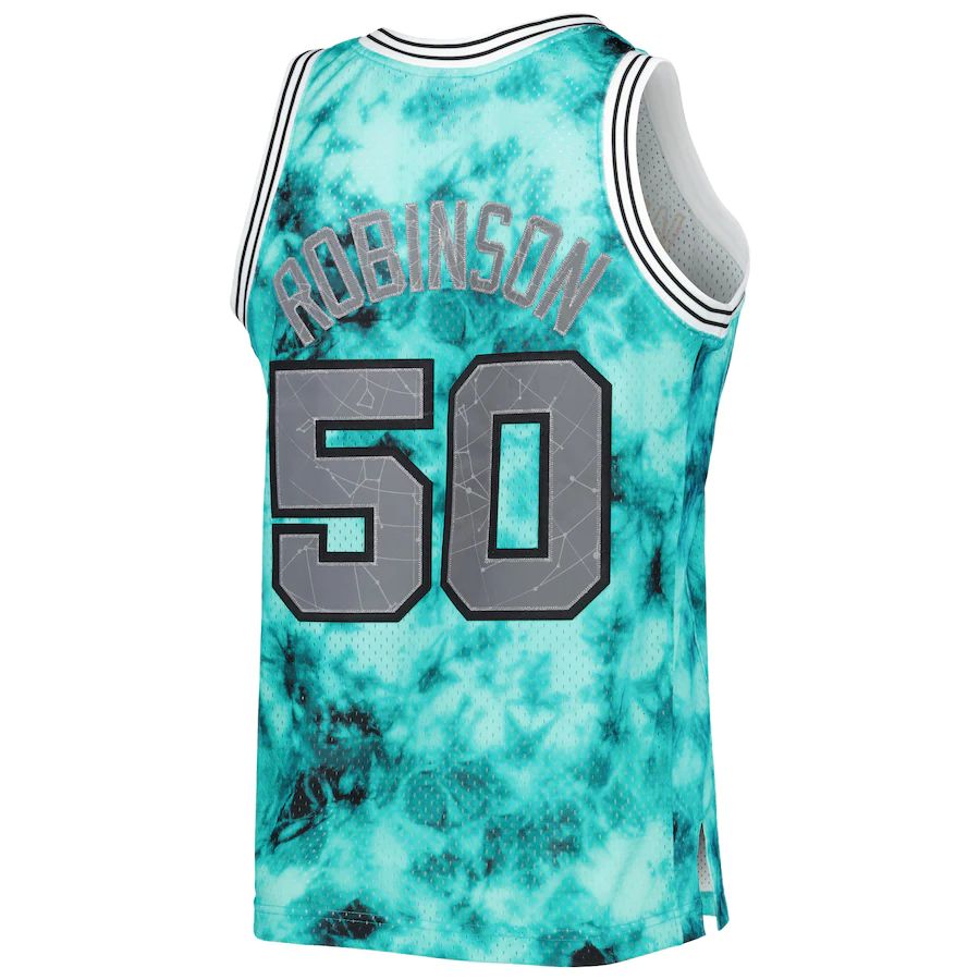 S.Antonio Spurs #50 David Robinson Mitchell & Ness 1998-99 Galaxy Swingman Jersey  Teal Stitched American Basketball Jersey