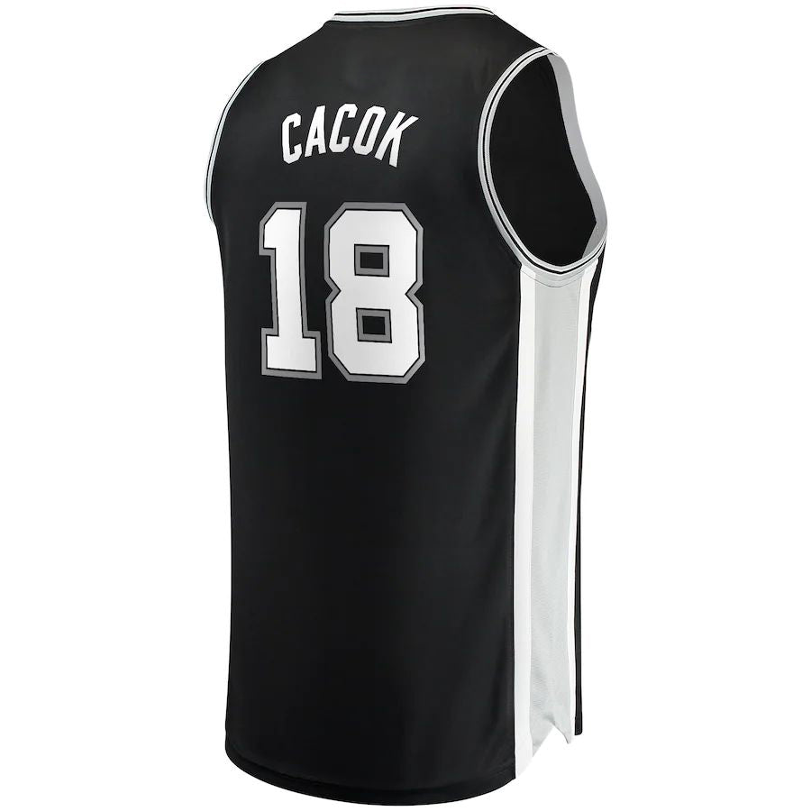 S.Antonio Spurs #18 Devontae Cacok Fanatics Branded  2021-22 Fast Break Replica Jersey  Icon Edition Black Stitched American Basketball Jersey