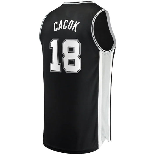 S.Antonio Spurs #18 Devontae Cacok Fanatics Branded  2021-22 Fast Break Replica Jersey  Icon Edition Black Stitched American Basketball Jersey