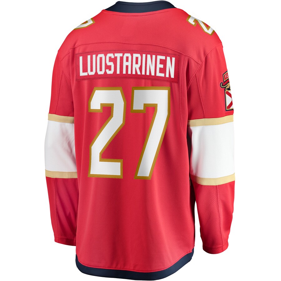 F.Panthers #27 Eetu Luostarinen Fanatics Branded Home Breakaway Player Jersey  Red Stitched American Hockey Jerseys