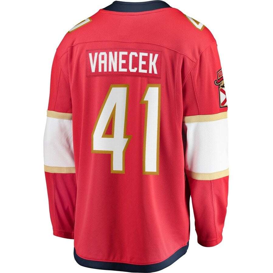 F.Panthers #41 Vitek Vanecek Fanatics Home Breakaway Jersey - Red Stitched American Hockey Jerseys