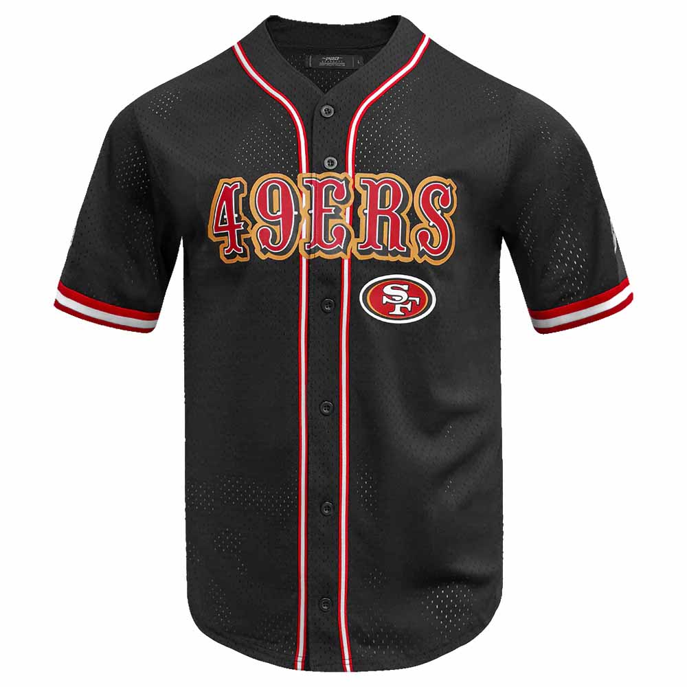 SF.49ers Black Pro Standard Mesh Button Down Shirt American Football Jersey