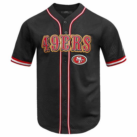SF.49ers Black Pro Standard Mesh Button Down Shirt American Football Jersey