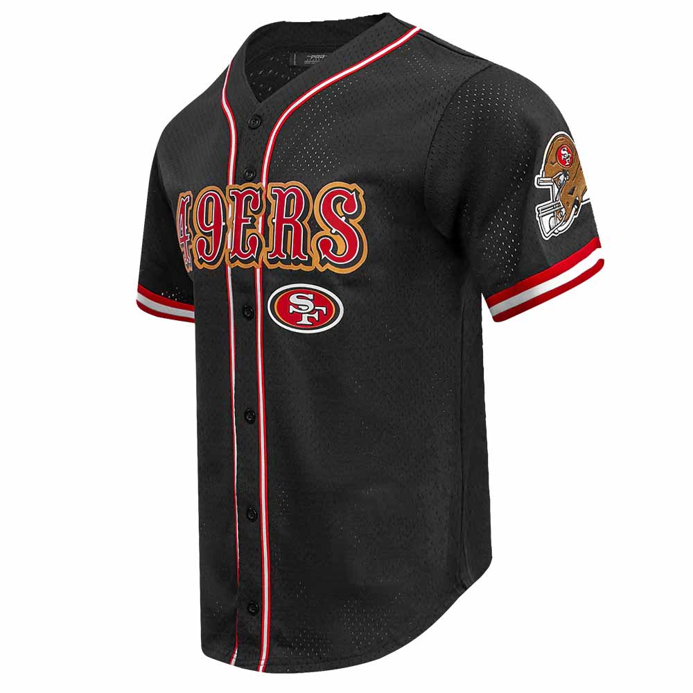 SF.49ers Black Pro Standard Mesh Button Down Shirt American Football Jersey