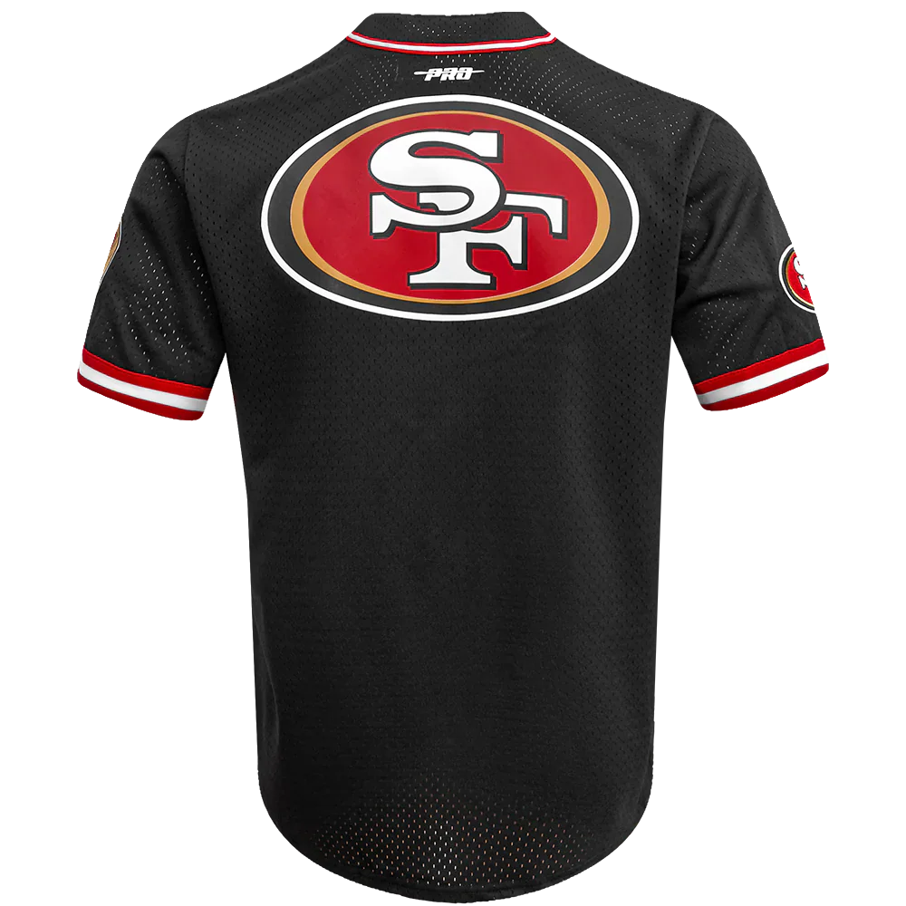 SF.49ers Black Pro Standard Mesh Button Down Shirt American Football Jersey