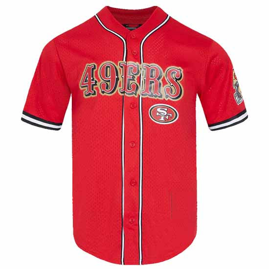 SF.49ers Red Pro Standard Mesh Button Down Shirt American Football Jersey