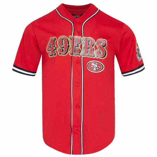 SF.49ers Red Pro Standard Mesh Button Down Shirt American Football Jersey