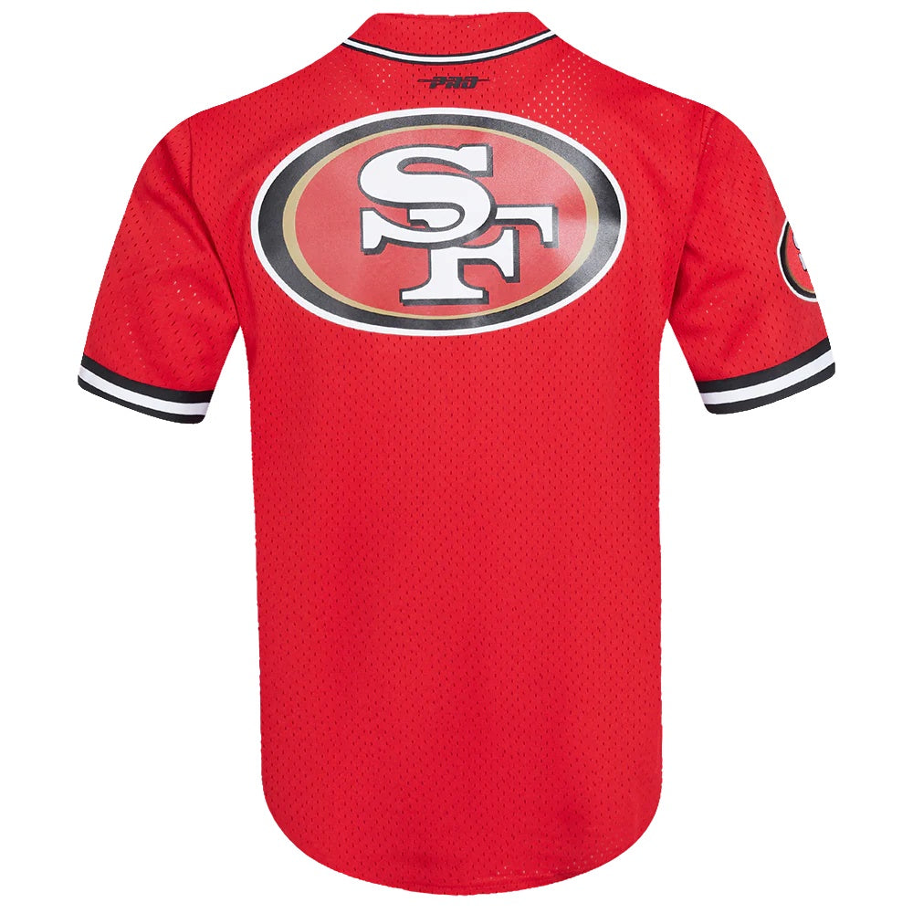 SF.49ers Red Pro Standard Mesh Button Down Shirt American Football Jersey
