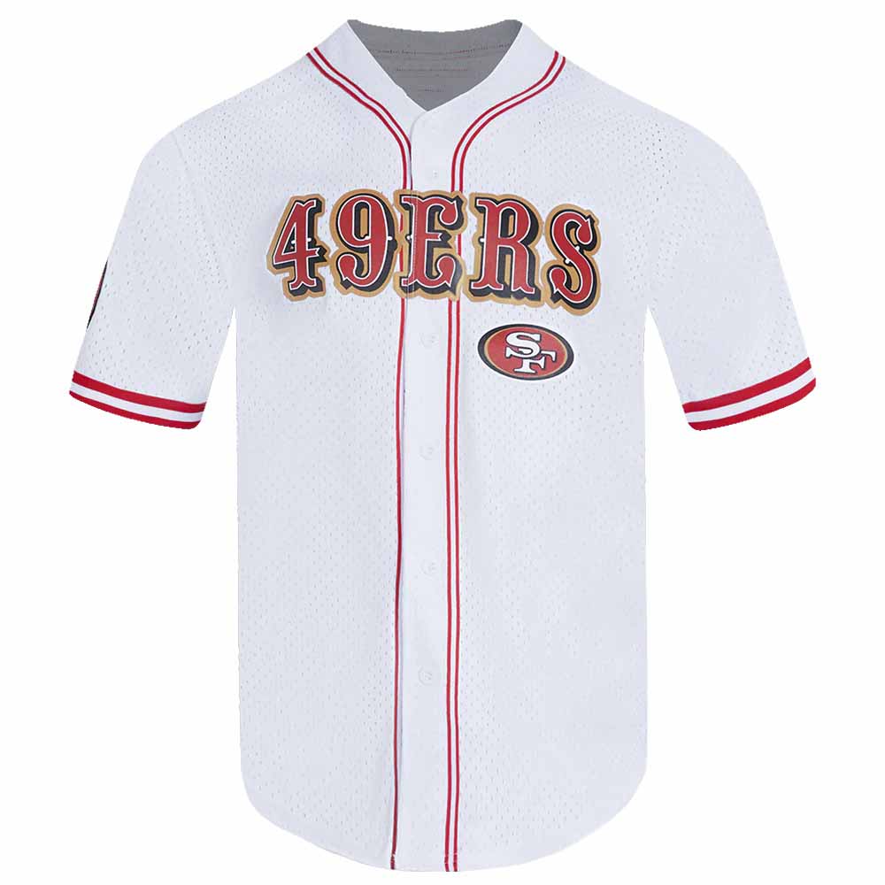 SF.49ers White Pro Standard Mesh Button Down Shirt American Football Jersey