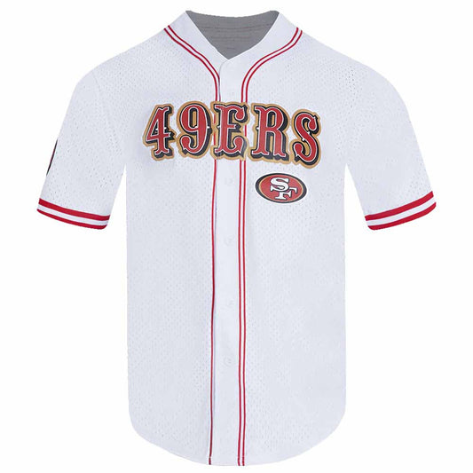 SF.49ers White Pro Standard Mesh Button Down Shirt American Football Jersey