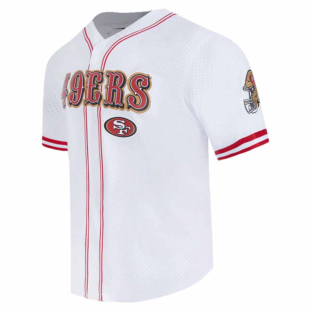 SF.49ers White Pro Standard Mesh Button Down Shirt American Football Jersey