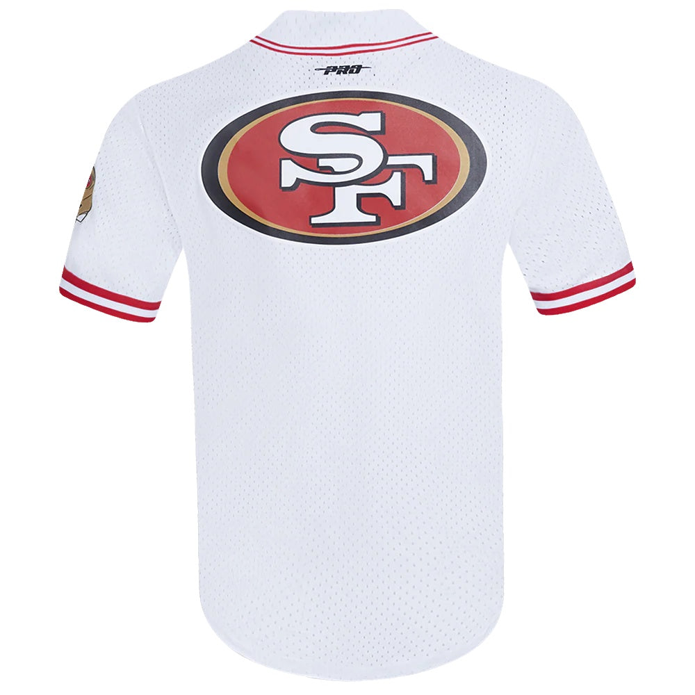 SF.49ers White Pro Standard Mesh Button Down Shirt American Football Jersey