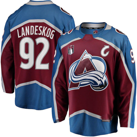 C.Avalanche #92 Gabriel Landeskog Fanatics Branded Home 2022 Stanley Cup Final Breakaway Player Jersey Burgundy Stitched American Hockey Jerseys