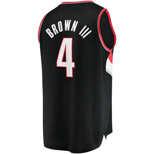 P.Trail Blazers #4 Greg Brown III Fanatics Branded 2021-22 Fast Break Replica Jersey Icon Edition Black Stitched American Basketball Jersey